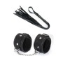 Merry See Black Faux Leather Whip and Cuffs Set